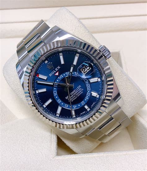 rolex blue steel sky dweller|Rolex Sky-Dweller blue price.